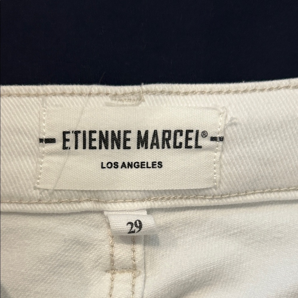 Etienne Marcel Elegant White Cropped Wide Cuff Jeans for Women size 29 - Picture 5 of 9